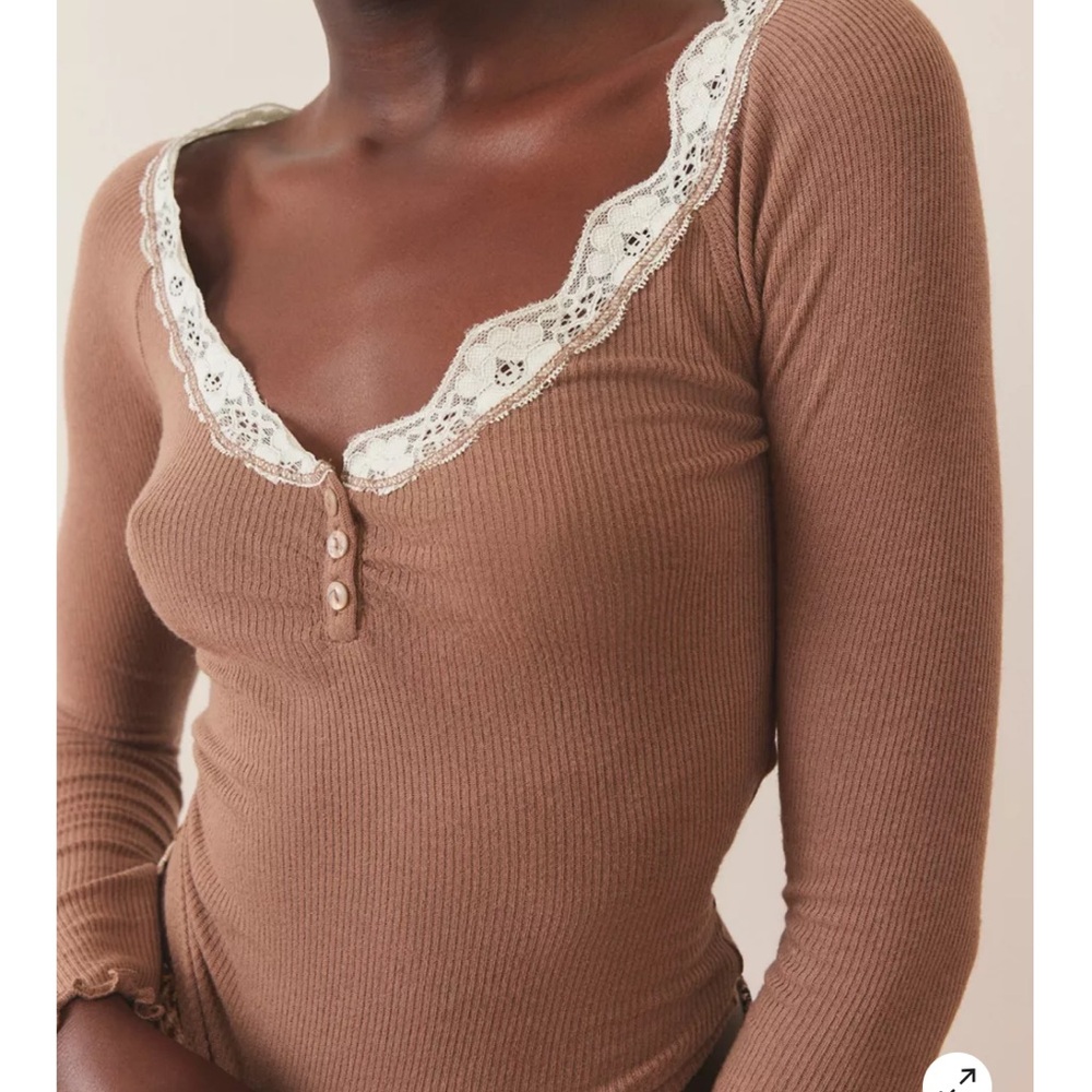 Urban Outfitters Out From Under Diana Layering Lace-Trim Henley Top